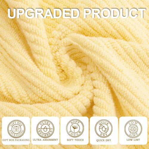 VOOVA & MOVAS 3PC Towel Set, 100% Cotton, Lemon Glow Yellow | 1 Large Bath 30x56 In, 1 Hand 18x28 In, 1 Wash Cloth 13x13 In, Quick Dry, Soft, Thick, Large, Bathroom Essentials - color: Lemon Glow, size: 3 PC Bathroom Towel Set