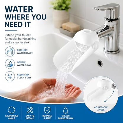 Faucet Extender for Toddlers, Sink Extender for Bathroom & Kitchen,Tap Extension for Easy Hand Washing(White) - color: White