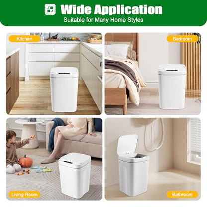 Kitchen Trash Can, 16L Automatic Trash Cans Built-in LED Lighting & Trash Bag Box Automatic Motion Sensor Bathroom Trash Can with One-Touch Auto Bagging & Odor Sealing for Kitchen Bedroom Office