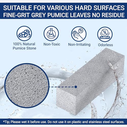 2 Pack Pumice Stone for Toilet Cleaning, Extra Long Handle for Removing Bowl Ring, Pool, Bathroom, Toilet Brush - color: Gray