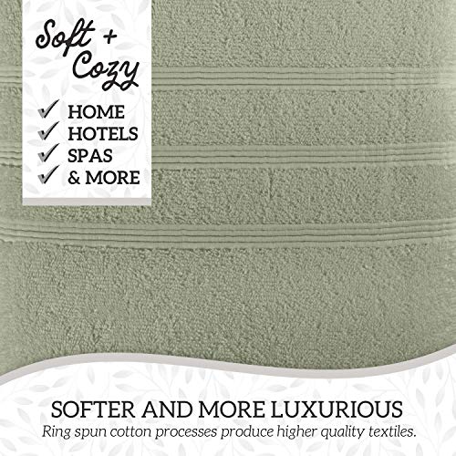 Luxury 8 Piece Cotton Towel Set - Soft Absorbent Bath Towels, Hand Towels & Washcloths for Bathroom - Plush Hotel Quality 100% Cotton, Extra Large Bath Towels (Green)