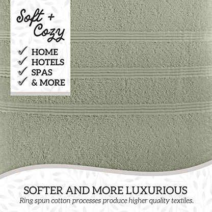 Luxury 8 Piece Cotton Towel Set - Soft Absorbent Bath Towels, Hand Towels & Washcloths for Bathroom - Plush Hotel Quality 100% Cotton, Extra Large Bath Towels (Green)