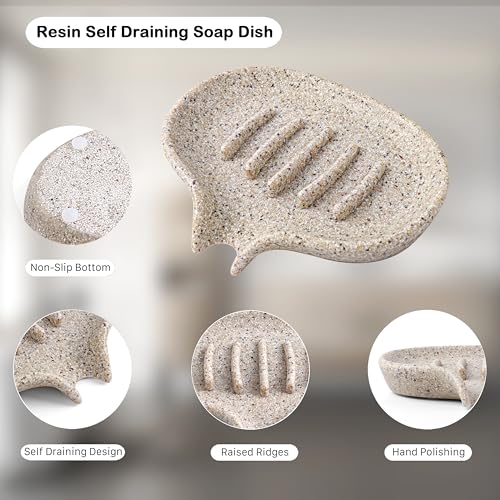 Self Draining Soap Dish for Shower & Bathroom Sink with Drain | Large Marble Resin Non Slip Soap Tray for Bar Soap, Kitchen Counter, Bathtub & Sink - color: 1 Pcak&b-linen