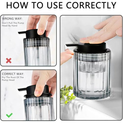 CERBIOR Bathroom Accessories Set, 4 PCS Glass Bathroom Set,Black Grey | Includes Soap Dispenser, Toothbrush Holder, Toothbrush Cup, Soap Dish for Decorative Countertop and Housewarming Gift - style: Black Grey