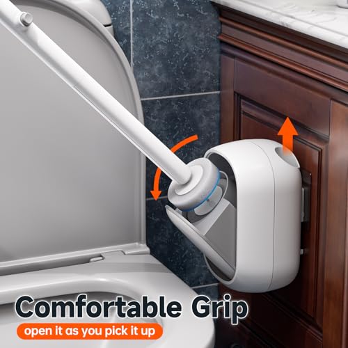 Ctime Disposable Toilet Brush Set with 18 Refills, Wall Mounted Wand Kit | Waterproof with Lid，Hands-Free Lid,New Wand Refills,One-Click Disposal,Pre-Loaded Cleaner,360° Rotating Head - size: 1 wand + 18 heads