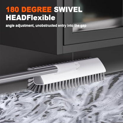Floor Scrub Brush with Long Handle, Heavy-Duty Tile and Shower Grout Brush Stiff, Professional Grout Cleaner for Bathroom, Kitchen, Floor, Tile Brush Concrete Surfaces