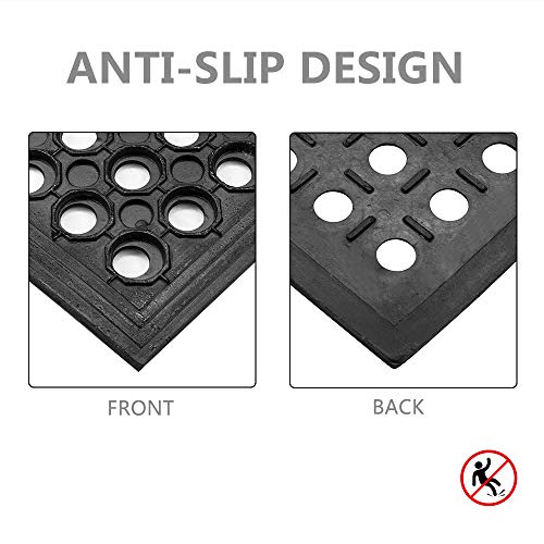 ROVSUN Rubber Floor Mat with Holes, 24''x 36'' Anti-Fatigue/Non-Slip Drainage Mat, for Industrial Kitchen Restaurant Bar Bathroom, Indoor/Outdoor Cushion - size: 36"L x 24"W x 0.3"Th