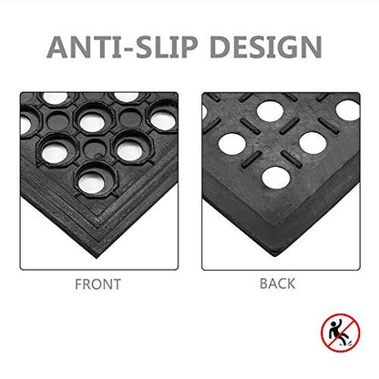 ROVSUN Rubber Floor Mat with Holes, 24''x 36'' Anti-Fatigue/Non-Slip Drainage Mat, for Industrial Kitchen Restaurant Bar Bathroom, Indoor/Outdoor Cushion - size: 36"L x 24"W x 0.3"Th
