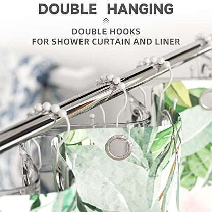 Bathway White Shower Curtain Hooks and Rings - Rust Proof, Smooth Glide, Double Hooks, 12 Pcs - color: White