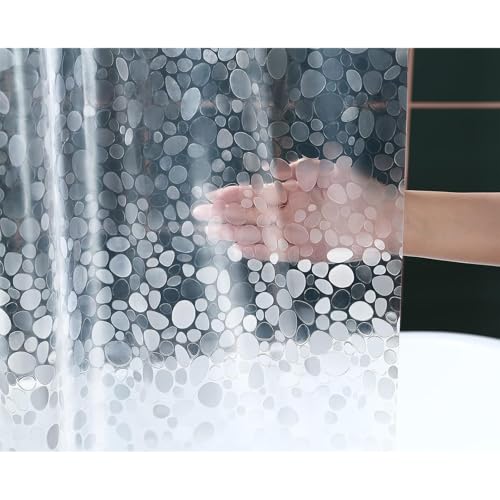 Stall Shower Curtain Liner 54x72 Inches, EVA Pebble Waterproof Vinyl Shower Liner with 2 Weighted Magnets for Bathroom, No Smell Shower Curtain Liner - color: Clear Pebble 8g, size: 54"W x 72"L (Pack of 1)