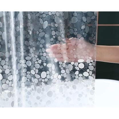 36x72 Shower Curtain Liner, EVA Vinyl Small Narrow Shower Curtain Liner with 2 Weighted Magnets and rustproof Metal Grommets for Bathroom,Non-Toxic Waterproof No Smell Shower Liner - color: Clear Pebble 8g, size: 36"W x 72"L (Pack of 1)