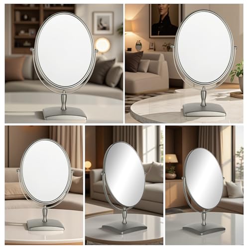 Surdy 10" Vanity Makeup Mirror 1X/3X Magnification Double Sided 360 Degree Swivel Magnifying Mirror for Table, Desk, Countertop Shaving Make Up