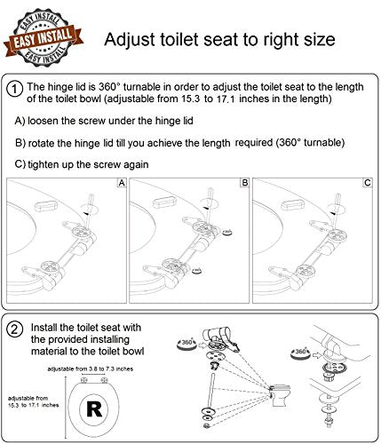 SANILO Wooden Toilet Seat with Soft Close [ROUND] - Decorative, Quiet & Slow Close Molded Wood Seat - With Strong Bumpers & Hinges - Adjustable Fit – Ocean - color: Ocean