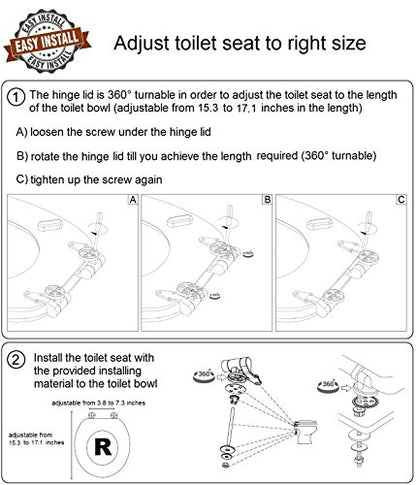 SANILO Wooden Toilet Seat with Soft Close [ROUND] - Decorative, Quiet & Slow Close Molded Wood Seat - With Strong Bumpers & Hinges - Adjustable Fit – Ocean - color: Ocean