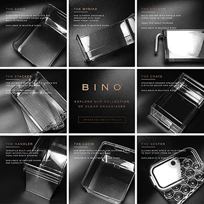 BINO | Stackable Storage Bins, Medium - 2 Pack THE STACKER COLLECTION Clear Plastic Built-In Handles BPA-Free Containers for Organizing Kitchen Pantry Multi-Use Organizer Bins - size: Medium
