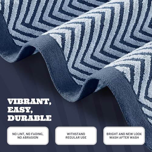 White Classic Cotton Beach Towels Oversized 35 x 70 Inches, Ultra Absorbent and Low Lint Luxury Pool Towels, Chevron Design, Navy Blue, 2 Pack - color: Chevron Navy Blue