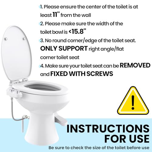RV Bidet Toilet Seat Attachment, Support for SEAFLO, RV Bidet for Camper Toilet with Dual Nozzles, Self/Rear/Front Cleaning, Non-Electric, Adjustable Water Pressure, Fresh Water - color: Chrome Knob