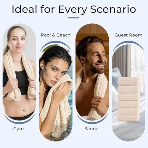 ZVH Hand Towels for Bathroom 6pcs 14X29.5inch,Quick Dry Microfiber,Super Soft,Hand Towels with Hanging Loops for Spa,Kitchen,Hotel (Beige, Set of 6) - color: Beige