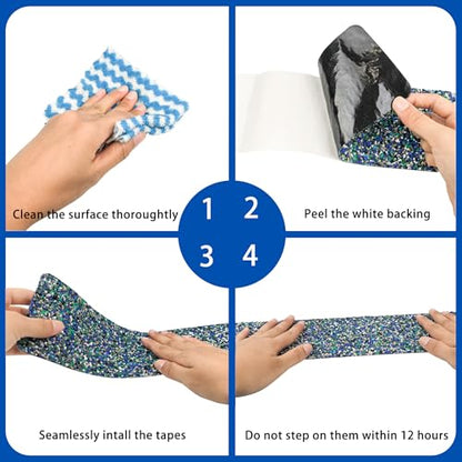 COSIMIXO Rubber Anti Slip Tape 6" x 30" -5 Packs-Blue Pool Rubber Grip Tape,Pool, Bathroom & Stair Outdoor/Indoor Safety - Waterproof Non-Slip for Wet Surfaces, Ship Deck, Showers - size: 6'' x 30''