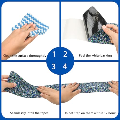COSIMIXO Rubber Anti Slip Tape 8" x 30" -5 Packs-Blue Pool Rubber Grip Tape,Pool, Bathroom & Stair Outdoor/Indoor Safety - Waterproof Non-Slip for Wet Surfaces, Ship Deck, Showers - size: 8'' x 30''