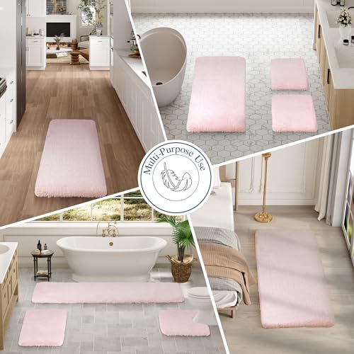 Walensee Blush Bath Mat (24 x 72), High Pile Microfiber, Extra Soft, Absorbent, Non-Slip, Machine Washable, Luxury Bathroom Rug - color: Blush, size: 24" x 72"