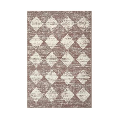 Lahome Checkered Bathroom Rug 2x3 Beige, Non Slip Washable Door Kitchen Mat - color: Beige, size: 2' x 3' (Rectangular)