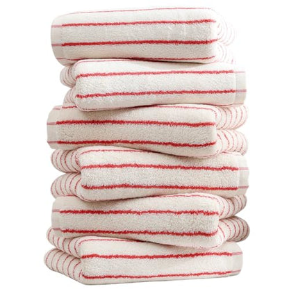 Striped Hand Towels for Bathroom, 100% Cotton Red Stripe, 6 Pack, | Face Towels Super Soft Fast Drying Black Stripes Bathroom - color: Red