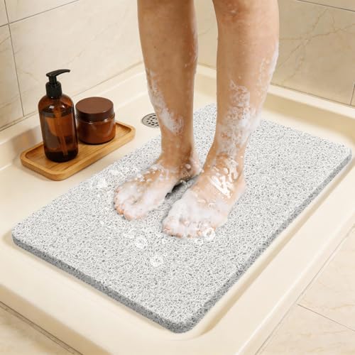 17 * 30in Shower Mat Bathtub Mat Non Slip | Bathmats Non Slip, Quick Drying Foot Scrubber Loofah Mats for Inside Shower, Tub, Bathroom, Home, White - color: White, size: 30" x 17" (Rectangular)