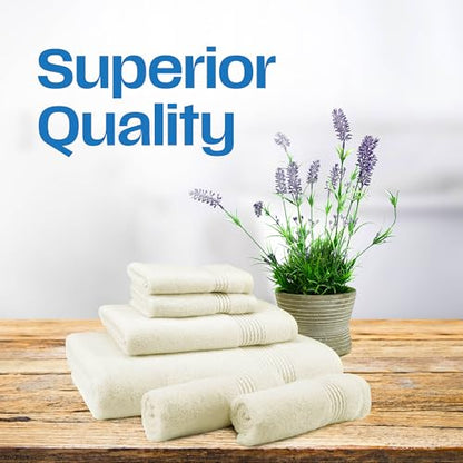 East'N Blue Lara Premium Bath Towel Set 6 Piece - Soft & Highly Absorbent Bathroom Towel Set, 100% Luxury Turkish Cotton, Flannel Bath Towels, 1 Bath Towel, 1 Hand Towel, 4 Washcloths - Creme - color: Cream, size: 1 Bath Towel, 1 Hand Towel, 4 Wash Cloths