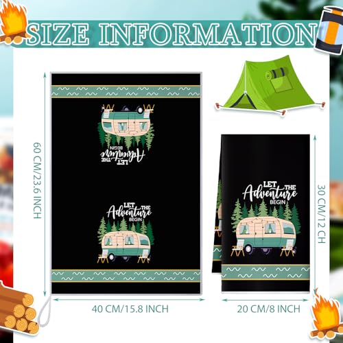 Boyiee 6 Pcs Camping Kitchen Towels Black Absorbent Dishcloth | Bonfire Tent Car Tea Towels with Funny Sayings 24 x 16 Inches Novelty Gifts for Rv Campers Happy Camper Accessories - color: Black Camping