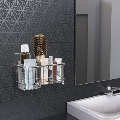 Simple Houseware Stainless Steel 6 Slots Adhesive Wall Toothbrush Holder | (3.4" D x 7.8" L x 3.8" H) - color: Chrome, size: Wall-Mounted / Freestanding