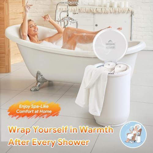 Towel Warmer, Luxury Towel Warmers for Bathroom, Large Blanket Heater Bucket, Aroma Tray for SPA, Auto Timer and Protection Feature, Fits Oversized Towels, Blankets, Bathrobes, PJs, and More