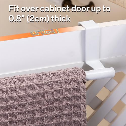 Cabinet Door Towel Bar, Kitchen Towel Holder, White 2 Pack | Extended Anti-Slip Arm, EVA Scratch Guard Pads, No-Drill Install, Stainless Steel Dish Towel Holder, Kitchen Towel Rack - color: White