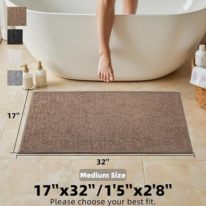Bathroom Mat Quick Dry Low Profile Washable Bathroom Rugs | Non Slip Bath Rugs Ultra Thin Bath Mat Fit Under Door, Coffee, 17" × 32" - color: Coffee, size: Medium(17"x 32")