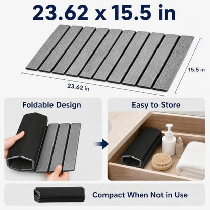 Diatomaceous Earth Bath Mat, Foldable Stone Bath Mat, 23.6 x 15.5 Inch Absorbent, Quick Drying, Diatomaceous Earth Stone Mats for Bathroom, Easy Store, Easy Clean - color: Grey 1pck