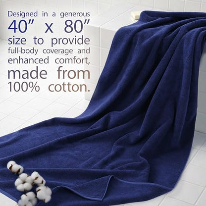 Cotton Paradise 100% Cotton Turkish Towel, Soft Absorbent Quick Dry, 40x80 Oversized Bath Sheet Towel, Navy Blue - color: Navy Blue, size: 40"x80"