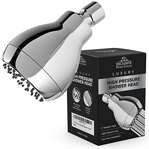 High Pressure Shower Head - Powerful Deluxe Bathroom Showerhead with Strong Spray Stream and Small Silicone Nozzles - Universal Fit Works with High and Low Water Flow Showers (Chrome)-1.8 GPM - color: Chrome, size: 1.8 GPM