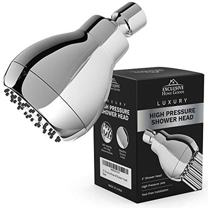 High Pressure Shower Head - Powerful Deluxe Bathroom Showerhead with Strong Spray Stream and Small Silicone Nozzles - Universal Fit Works with High and Low Water Flow Showers (Chrome)-1.8 GPM - color: Chrome, size: 1.8 GPM