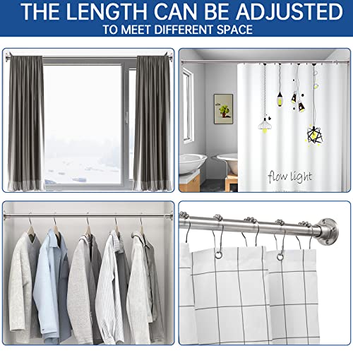 Industrial Shower Curtain Rod - 2-in-1 Design Tension Curtain Rod - Rustproof Non-Slip 27 to 43 Inch 304 Stainless Steel, Brushed Nickel Window Curtain Rod - color: Brushed Nickel, size: 27-43 Inches
