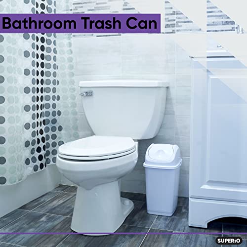 Superio Medium Trash Can with Lid 4.5 Gallon Plastic Swing Top Garbage Can Slim Waste Bin for Under Sink/Cabinet, Laundry Room, Kitchen, Office, Bedroom, Bathroom, College Dorm, 18 Qt, Grey - size: 4.5 Gallon, style: 1 Pack