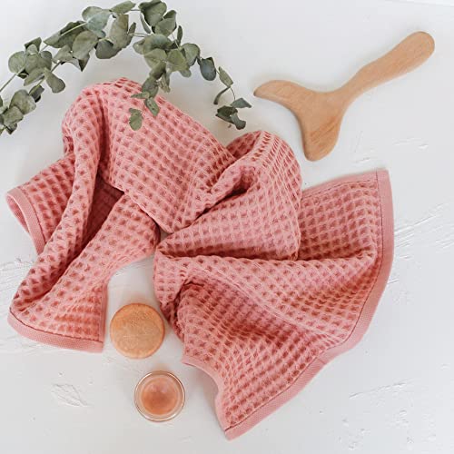 Waffle Hand Towel – 100% Turkish Cotton, Quick-Dry, Soft and Absorbent Bathroom Towel (Powder Pink) - color: Powder Pink, size: Hand Towel (1 Piece)