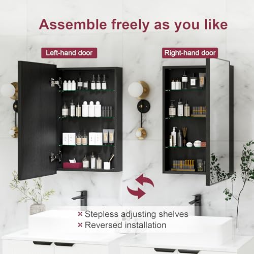20 X 30 Inch Bathroom Medicine Cabinet with Mirror | Wall Mounted Mirror Storage Cabinet Bathroom Organizer Cabinet