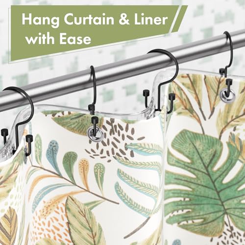Black Shower Curtain Hooks, 12PCS Minimalist Simple Double Shower Curtain Rings, Rust-Resistant Metal Shower Hooks, Cylinders Shower Rings for Bathroom Shower Rods Curtains - color: Black, style: Cylinders - Double Hooks