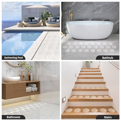 SANKEMU Transparent Non-Slip Bathtub Stickers, 20 PCS Shower Stickers for Safety Bathroom Tubs, Bathtub Non Slip Stickers and Adhesive for Bath Tub, Shower Floor(Round Shape, Clear) - size: 3.94 INCH X 3.94 INCH