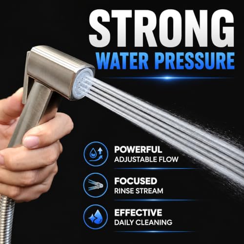 Handheld Bidet Sprayer for Toilet, Lockable Push Button, High Pressure Bathroom Sprayer, Cloth Diaper & Personal Hygiene Sprayer, Tank Mount No-Drill Install, Stainless Hose Set, Niken Color - color: Niken