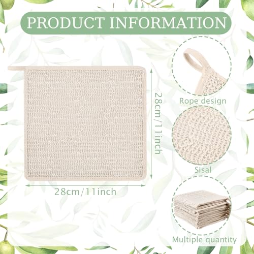 Batiyeer 6 Packs 100% Natural Sisal Exfoliating Washcloth Natural Skincare Gentle Durable Reusable for Face or Body Biodegradable Removes Dead Skin Cells Stimulates Circulation(11.02″ X 11.02″)