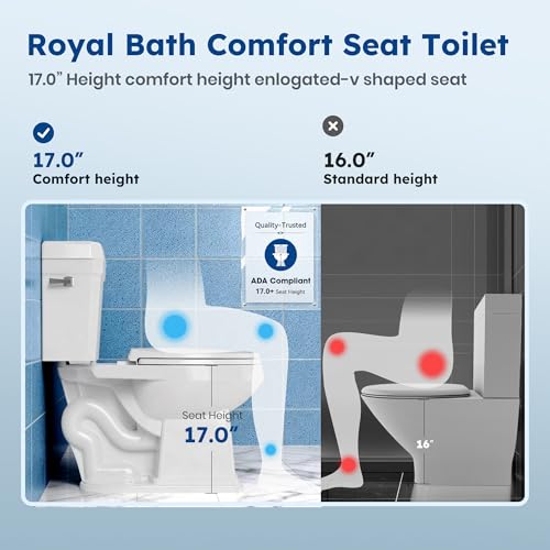 RoyalBath Elongated Two piece Toilet for Bathrooms, 12" Rough In | 17.3" ADA Height, Nano Self-Cleaning, WaterSense/MAP/CUPC Certified, 1.27 GPF 360° TSUNAMI Flush, Soft-Close Seat - size: 1.27 GPF Side Flush