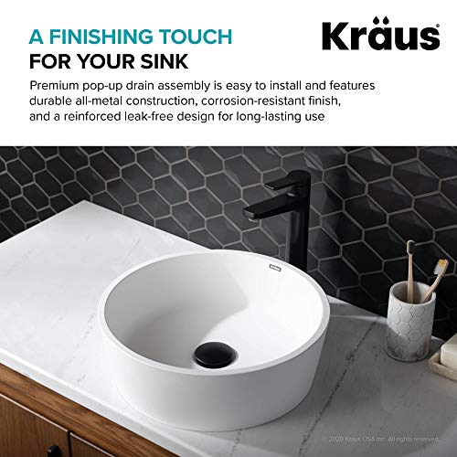 KRAUS Pop-Up Drain in Matte Black, PU-10MB - color: Matte Black, size: 8 5/8 Inch