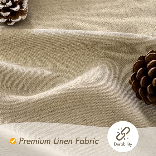 MIULEE Linen Buttonhole Fabric Shower Curtain Khaki W72*L80 12 Metal Hooks | Country Boho Farmhouse, Heavy, Shower Curtain Set, Thick Cloth Neutral Waterproof Curtains, Bathroom, Washable - color: Khaki, size: 72"W x 80"L (Pack of 1)