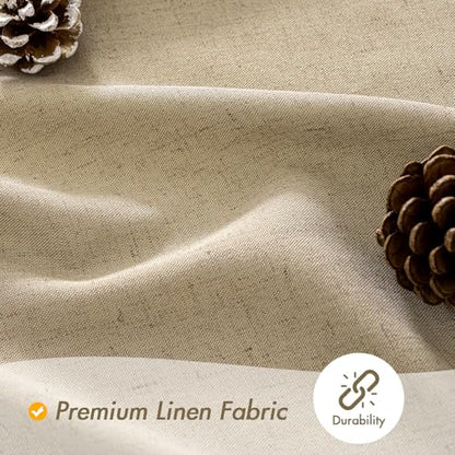 MIULEE Linen Buttonhole Fabric Shower Curtain Khaki W72*L80 12 Metal Hooks | Country Boho Farmhouse, Heavy, Shower Curtain Set, Thick Cloth Neutral Waterproof Curtains, Bathroom, Washable - color: Khaki, size: 72"W x 80"L (Pack of 1)